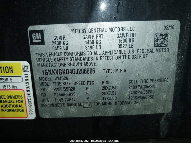 Chevrolet Traverse 1lt 2016 1GNKVGKD4GJ286806 Image 9