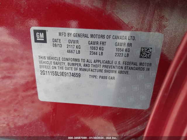 2014 CHEVROLET IMPALA 1LT VIN: 2G1115SL9E9174659