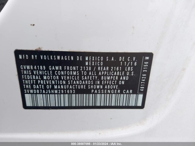 3VWDB7AJ5HM291693 Volkswagen Jetta 1.4t Se