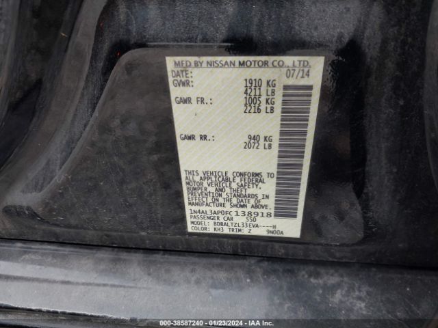 1N4AL3AP0FC138918 Nissan Altima 2.5 Sl