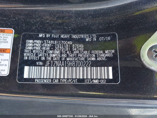 Toyota 86 2017 JF1ZNAA19H8700222 Image 9