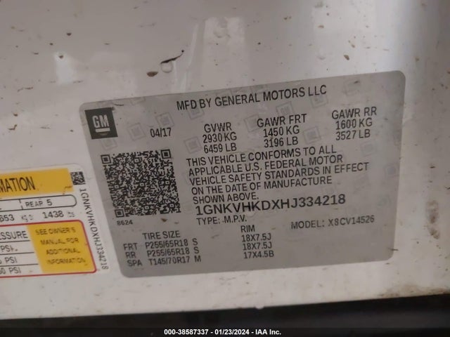 Chevrolet Traverse 2lt 2017 1GNKVHKDXHJ334218 Image 9