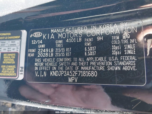 KIA SOUL + 2015 KNDJP3A52F7181680 Image 9