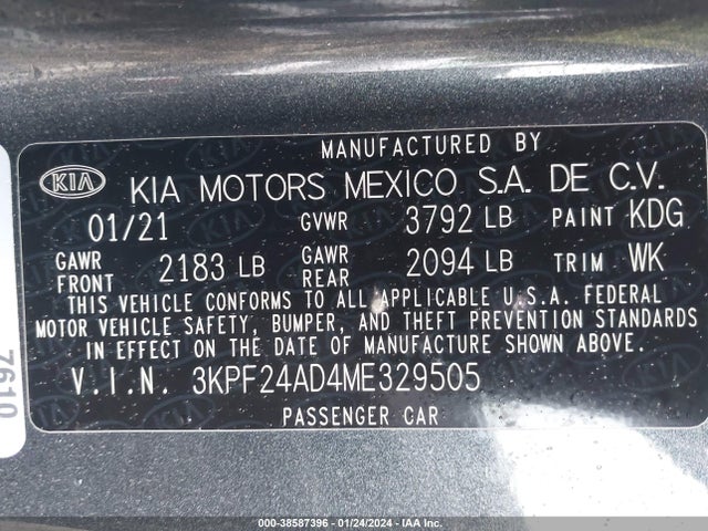 KIA Forte Lxs 2021 3KPF24AD4ME329505 Image 9