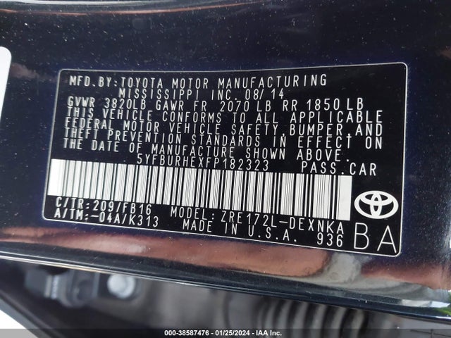 Toyota 2zr-fe 2015 5YFBURHEXFP182323 Image 26