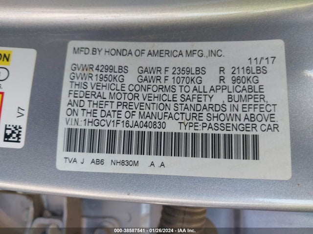 Honda l15be 2018 1HGCV1F16JA040830 Image 26