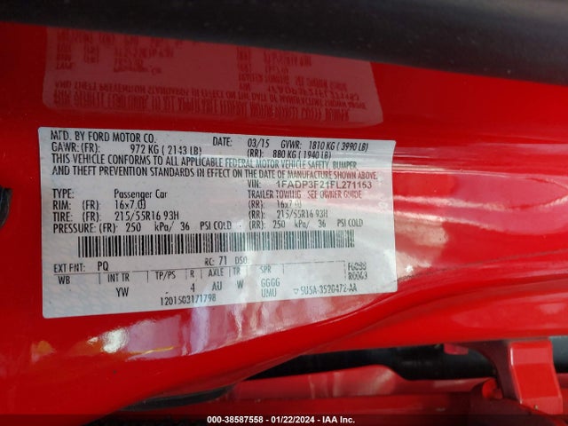 Продаж на аукціоні авто 2015 Ford Focus Se, vin: 1FADP3F21FL271153, номер лоту: 38587558