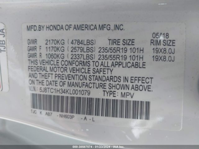 5J8TC1H34KL001079 Acura Rdx Base (a10)