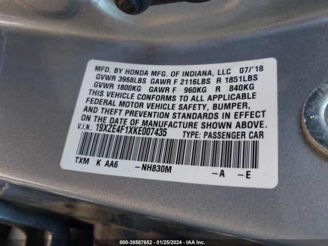 19XZE4F1XKE007435 Honda Insight Lx