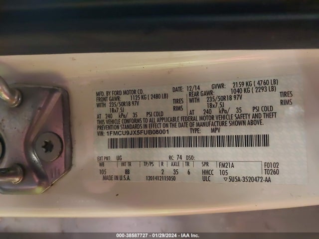 Ford Escape Titanium 2015 1FMCU9JX5FUB08001 Image 9