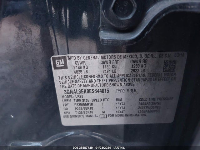 Chevrolet Captiva Sport Lt 2014 3GNAL3EK0ES644015 Image 9