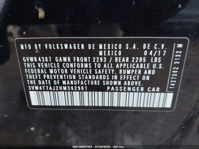 3VW4T7AJ2HM362961 Volkswagen JETTA GLI