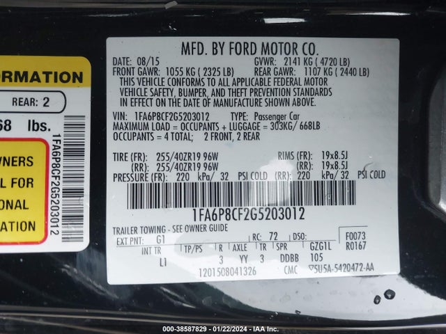 Ford Mustang Gt Premium 2016 1FA6P8CF2G5203012 Image 9