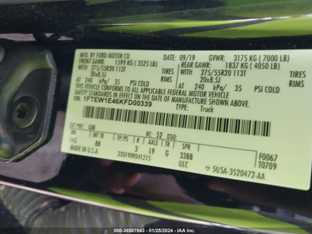 1FTEW1E46KFD00339 Ford F-150 Platinum