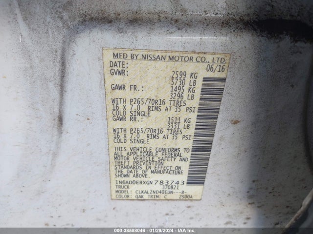 Nissan Frontier Sv 2016 1N6AD0ERXGN783743 Image 9