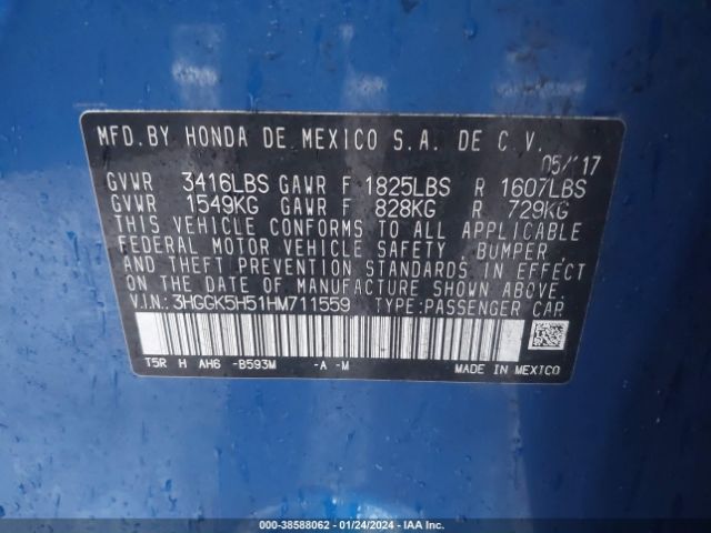 3HGGK5H51HM711559 Honda FIT LX
