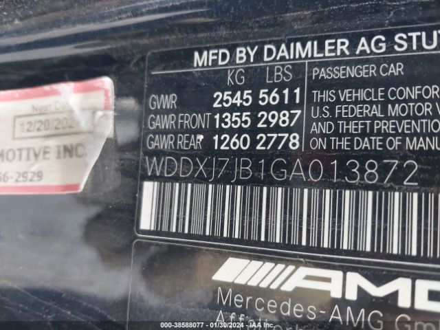 WDDXJ7JB1GA013872 Mercedes-Benz Amg S 63 4matic