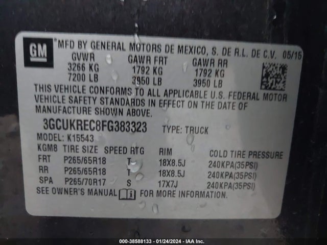 Chevrolet Silverado 1500 1lt 2015 3GCUKREC8FG383323 Image 9