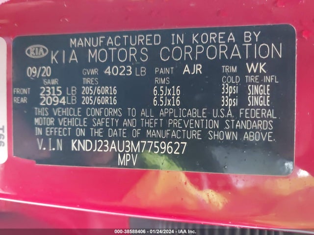 KIA SOUL S 2021 KNDJ23AU3M7759627 Image 9