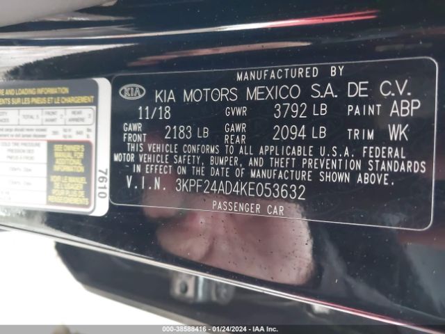 3KPF24AD4KE053632 KIA Forte Lxs
