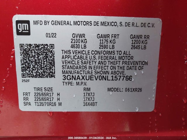 Chevrolet Equinox Awd Lt 2022 3GNAXUEV0NL157766 Image 9