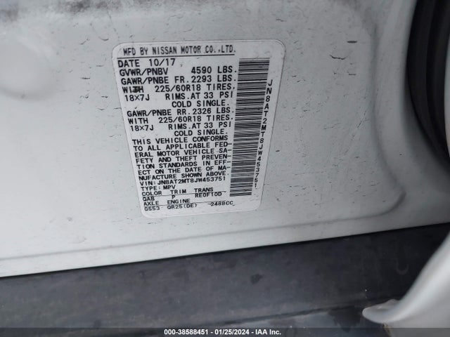 Nissan Rogue Sl 2018 JN8AT2MT8JW453751 Image 9