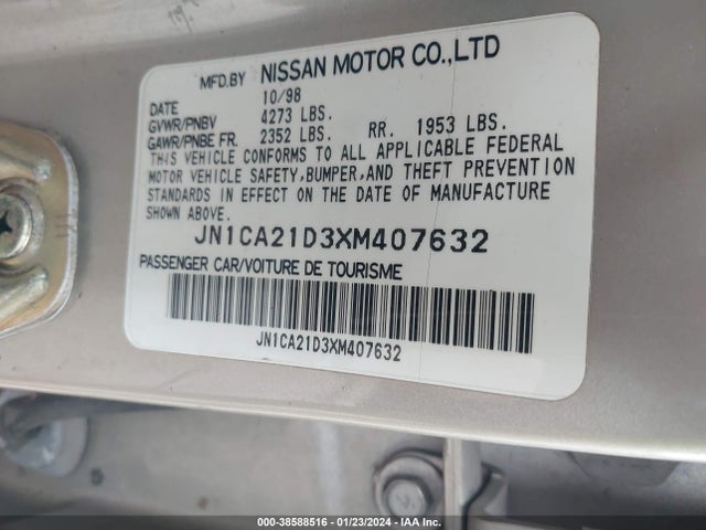 1999 NISSAN MAXIMA GLE/GXE/SE/SE-L VIN: JN1CA21D3XM407632