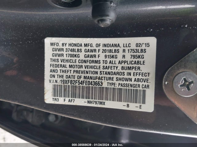 Honda Civic Lx 2015 19XFB2F54FE043663 Image 9