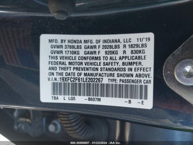 19XFC2F61LE202267 Honda Civic Lx