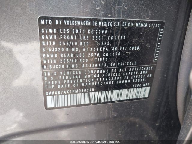 2023 VOLKSWAGEN TIGUAN 3VV4B7AX1PM030245 Photo 8