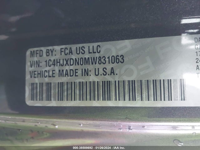 1C4HJXDN0MW831063 Jeep Wrangler Unlimited Sport S 4x4
