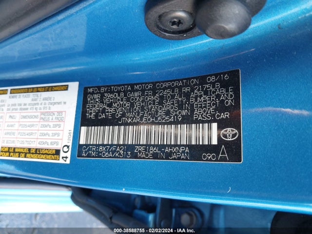 38588755 :رقم المزاد ، JTNKARJE0HJ525419 vin ، 2017 Toyota Corolla Im مزاد بيع