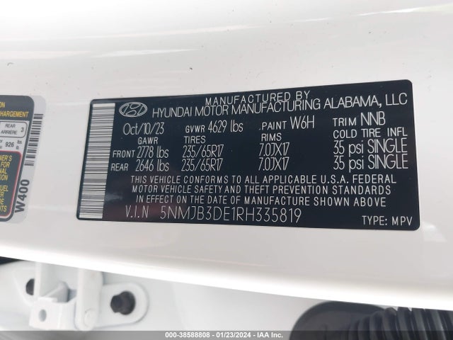 Hyundai TUCSON SEL 2024 5NMJB3DE1RH335819 Image 9