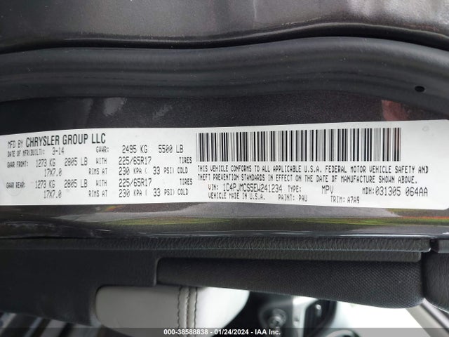 2014 JEEP CHEROKEE LATITUDE VIN: 1C4PJMCS5EW241234
