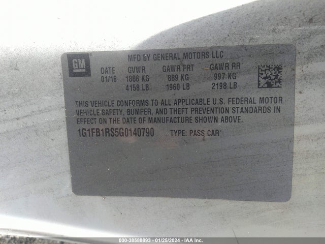Chevrolet Camaro 1lt 2016 1G1FB1RS5G0140790 Image 9