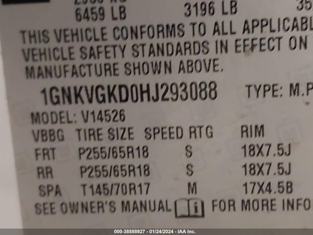 Chevrolet Traverse 1lt 2017 1GNKVGKD0HJ293088 Image 9