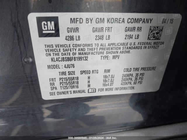 KL4CJBSB6FB199132 Buick Encore Convenience