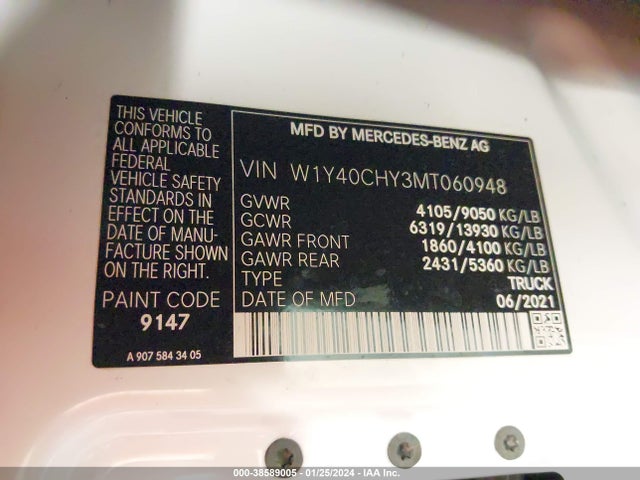 W1Y40CHY3MT060948 Mercedes-Benz Sprinter 2500 High Roof I4
