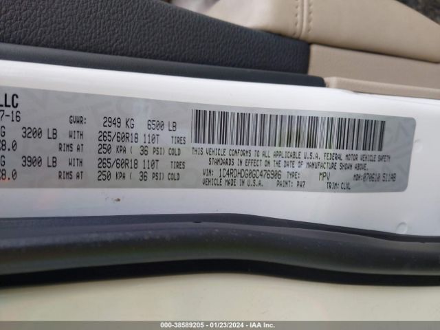 1C4RDHDG0GC476906 Dodge DURANGO LIMITED
