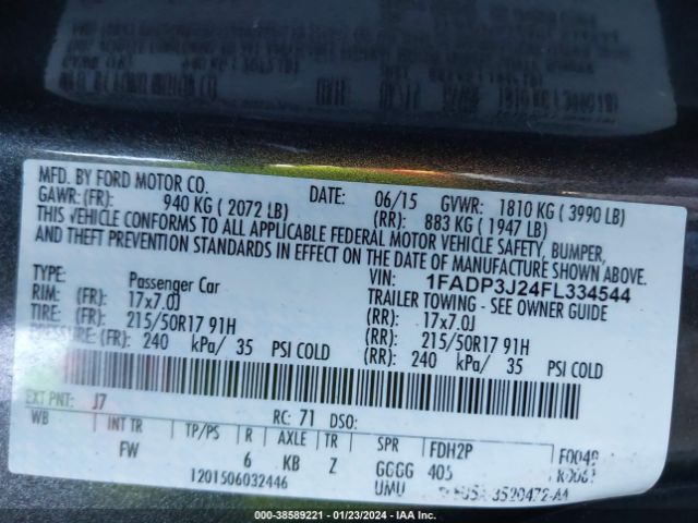 1FADP3J24FL334544 Ford Focus Titanium