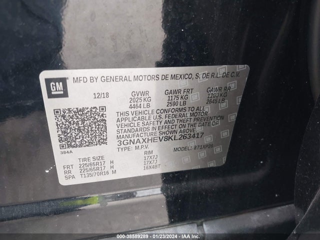 Chevrolet EQUINOX LS 2019 3GNAXHEV8KL263417 Image 9