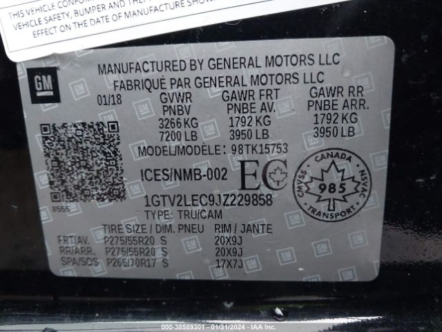 1GTV2LEC9JZ229858 GMC SIERRA 1500