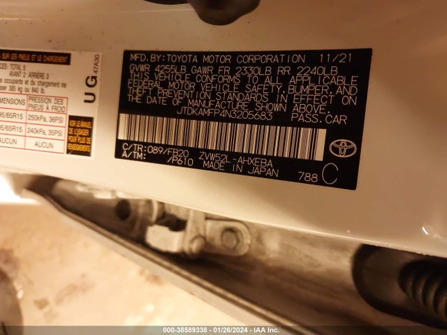 Toyota Prius Prime Le 2022 JTDKAMFP4N3205683 Image 9