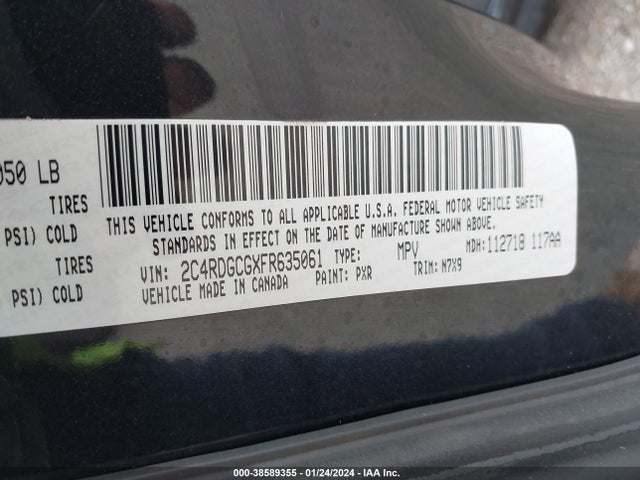 Dodge Grand Caravan Sxt 2015 2C4RDGCGXFR635061 Image 9