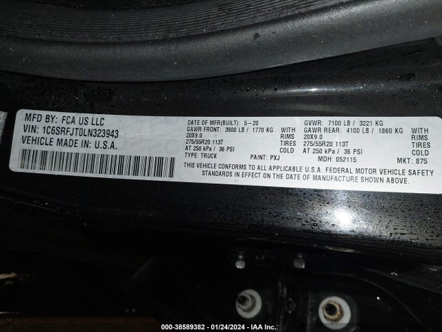 RAM 1500 Laramie  4x4 5'7 Box 2020 1C6SRFJT0LN323943 Image 9