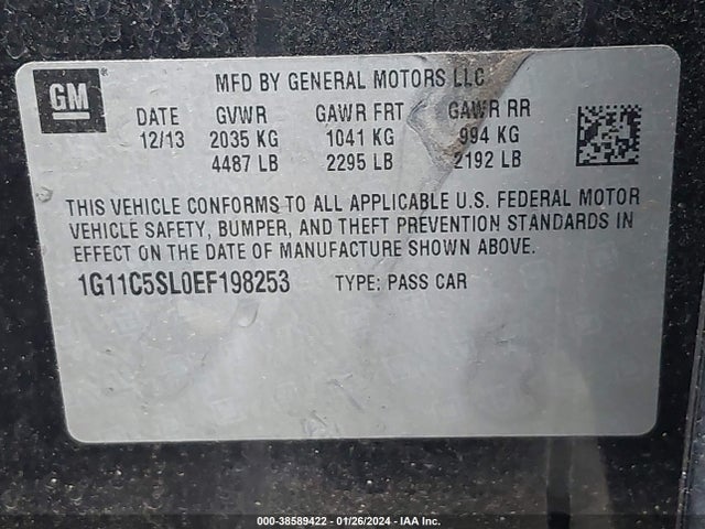 Chevrolet MALIBU 1LT 2014 1G11C5SL0EF198253 Image 9