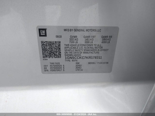 Chevrolet Tahoe Premier 2019 1GNSCCKC7KR178311 Image 9