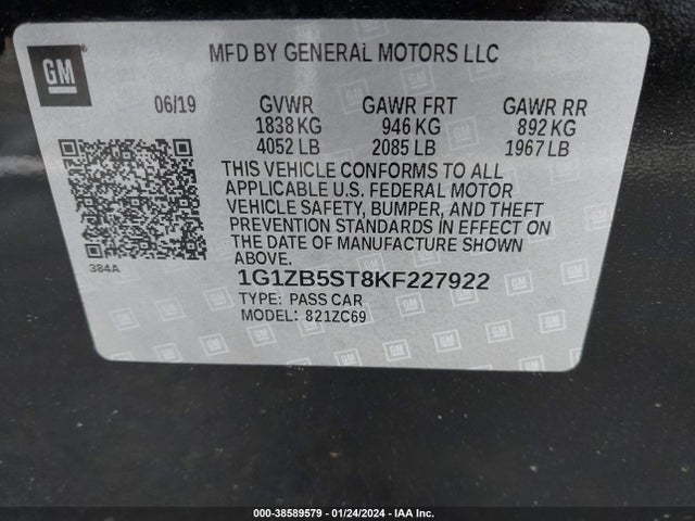 Chevrolet Malibu 1ls 2019 1G1ZB5ST8KF227922 Image 9