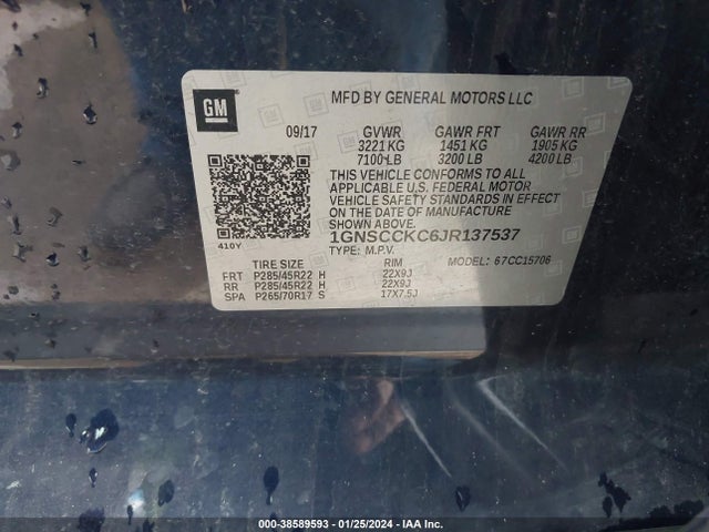 Chevrolet Tahoe Premier 2018 1GNSCCKC6JR137537 Image 9
