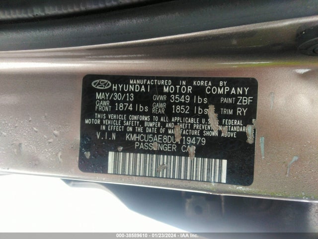 Продажа на аукционе авто 2013 Hyundai Accent Se, vin: KMHCU5AE8DU119479, номер лота: 38589610